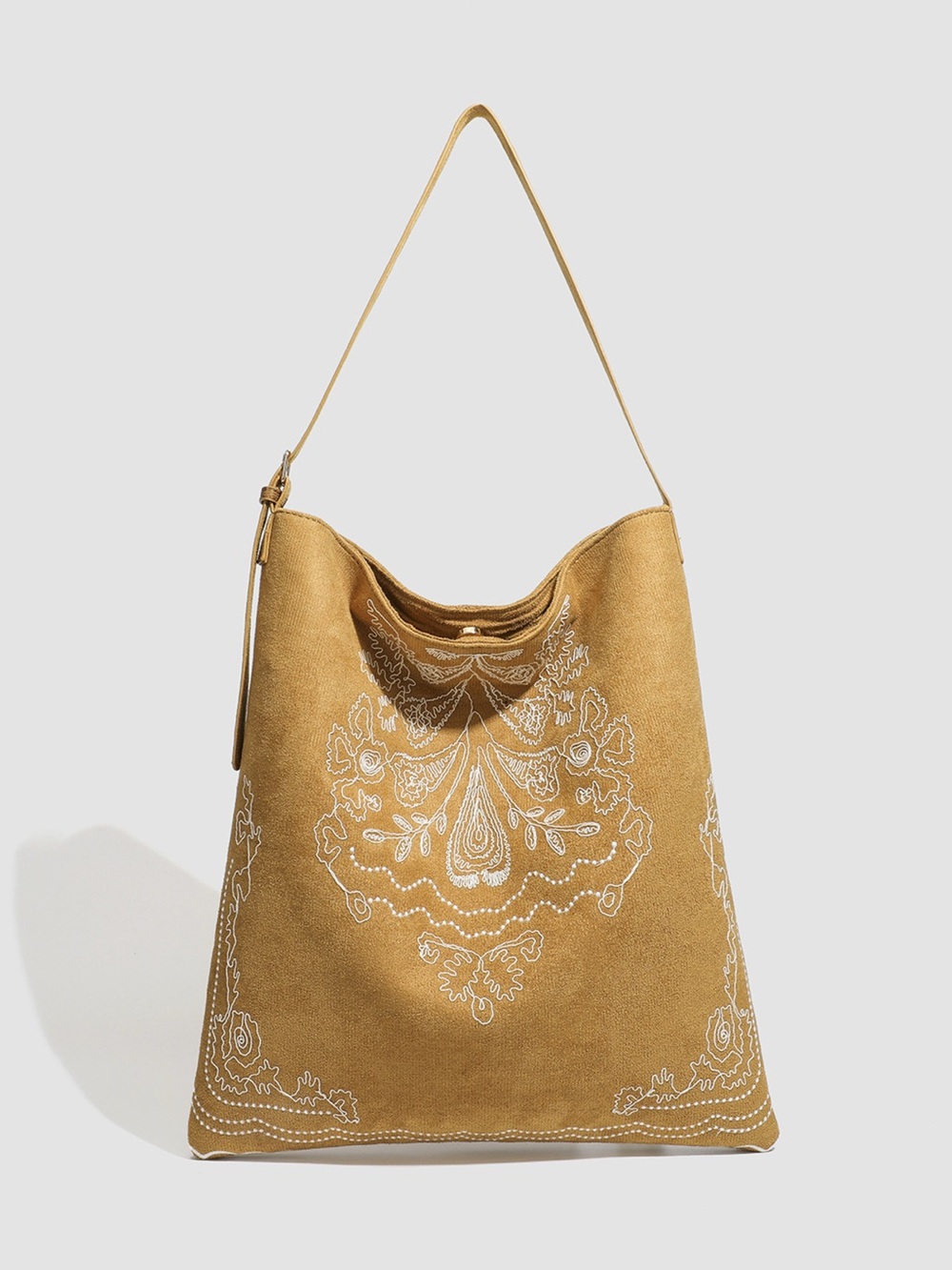Embroidered Suede Handbag